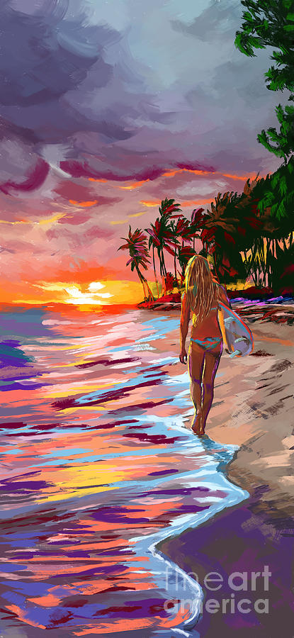 Beach done for the day Painting by Tim Gilliland