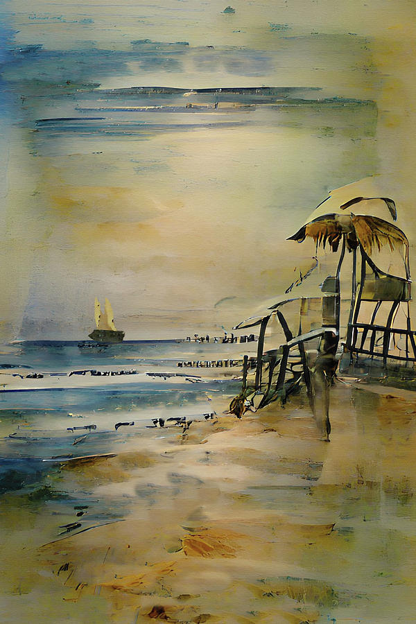 Beach Dream Abstract Watercolor Painting by David Dehner