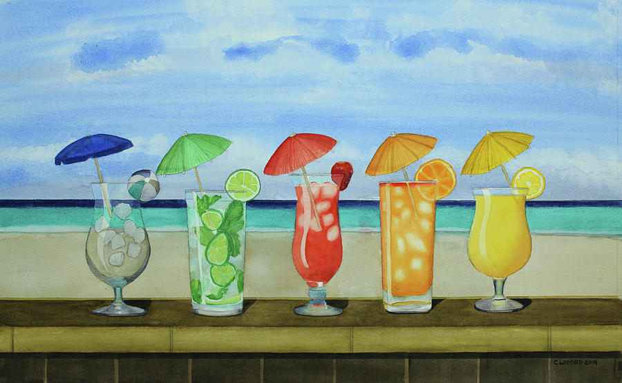 Summer Painting - Beach Drinks by Cory Clifford Summer Painting - Beach Drinks by Cory Clifford