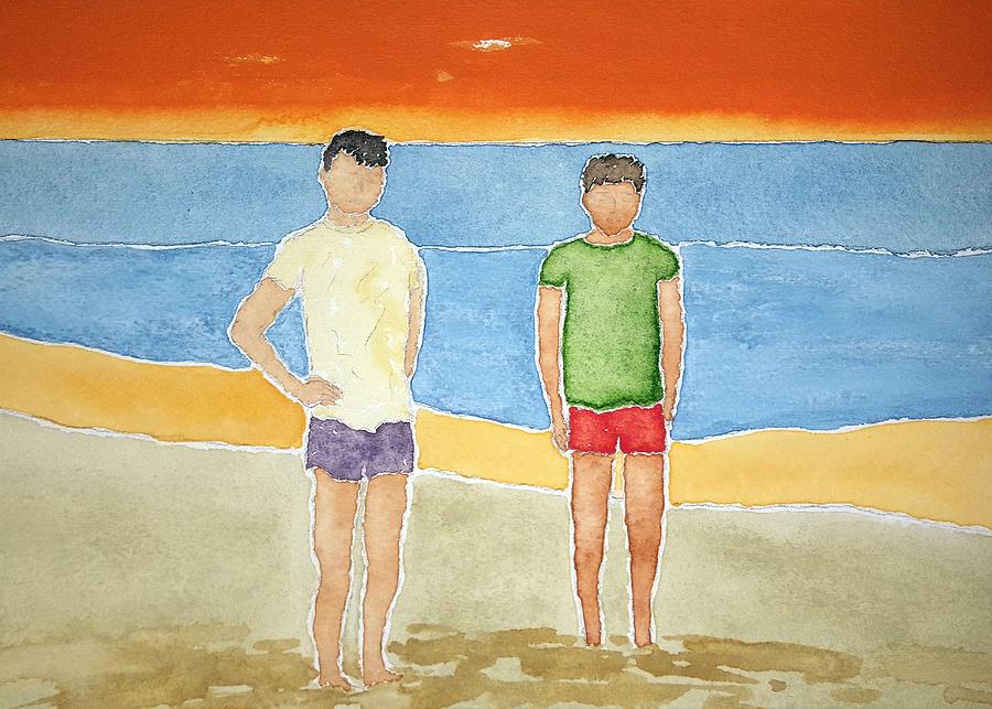 Beach Dudes Painting by John Klobucher