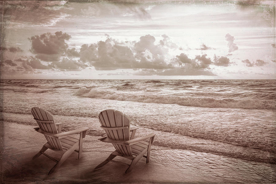 Beach Escape in Vintage Sepia tones Photograph by Debra and Dave Vanderlaan