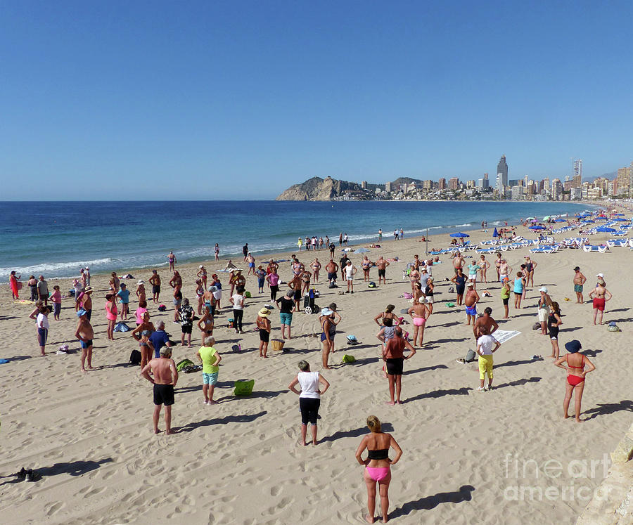 Beach Exercises at Benidorm  Photograph by Phil Banks