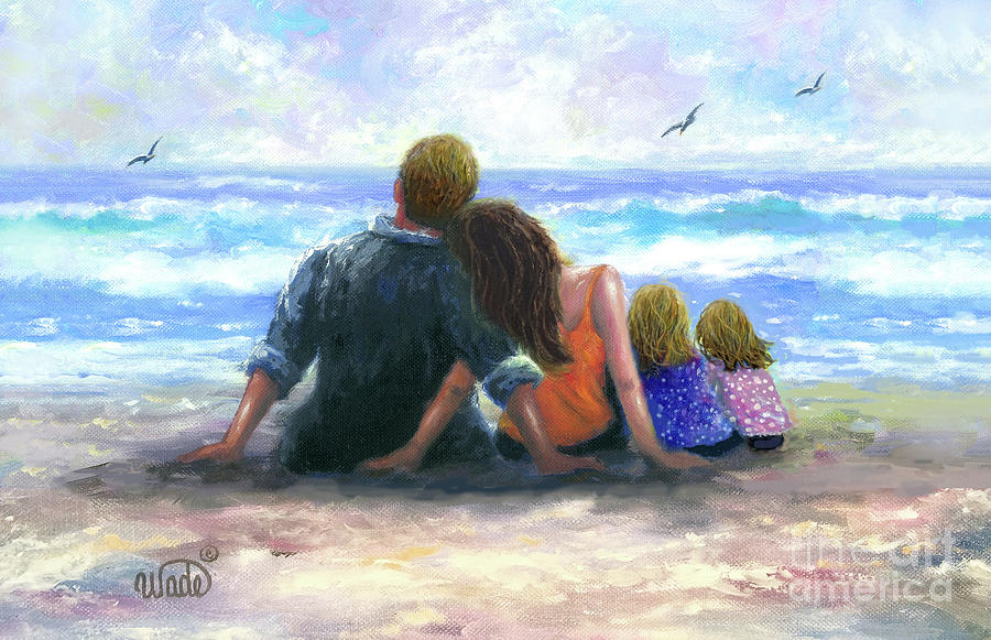 Beach Family Two Daughters Painting by Vickie Wade - Fine Art America