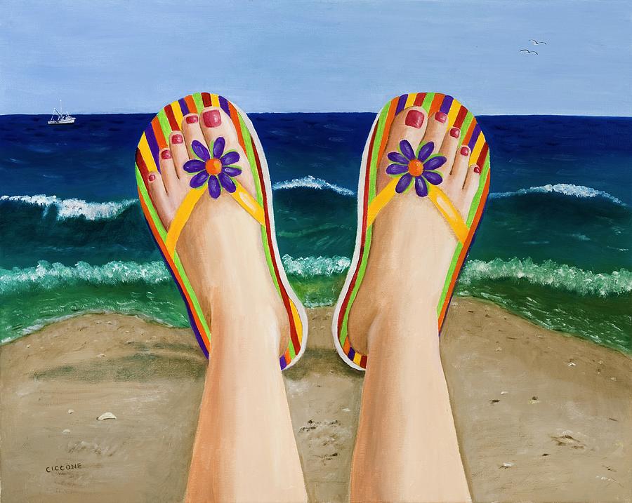Beach Feet Painting by Jill Ciccone Pike