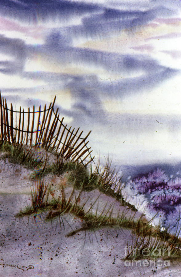 OBX Beach Fence on National Seashore Painting by Catherine Ludwig Donleycott