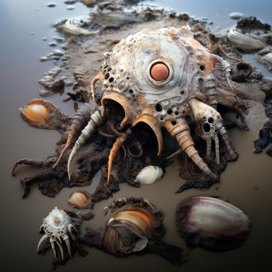 Octopus Digital Art - Beach Finds 07 by David Walters