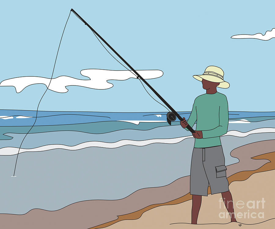 Beach Fishing#1 Digital Art by Megan Dirsa-DuBois
