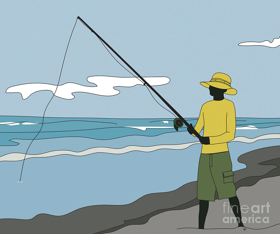 Beach Fishing#3 Digital Art by Megan Dirsa-DuBois