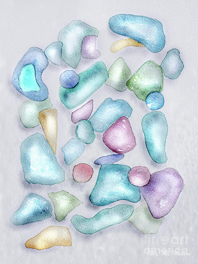 Cottage Painting - Beach Glass Treasures Watercolour Painting by Barbara McMahon
