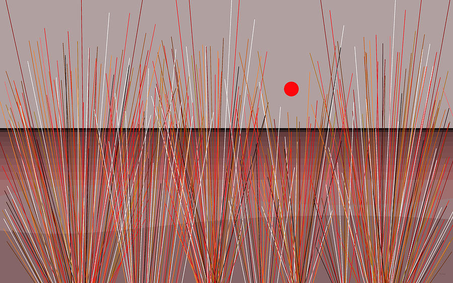 Beach Grass in Reds Digital Art by Val Arie