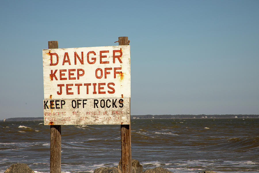 Beach hazard sign Photograph by Karen Foley