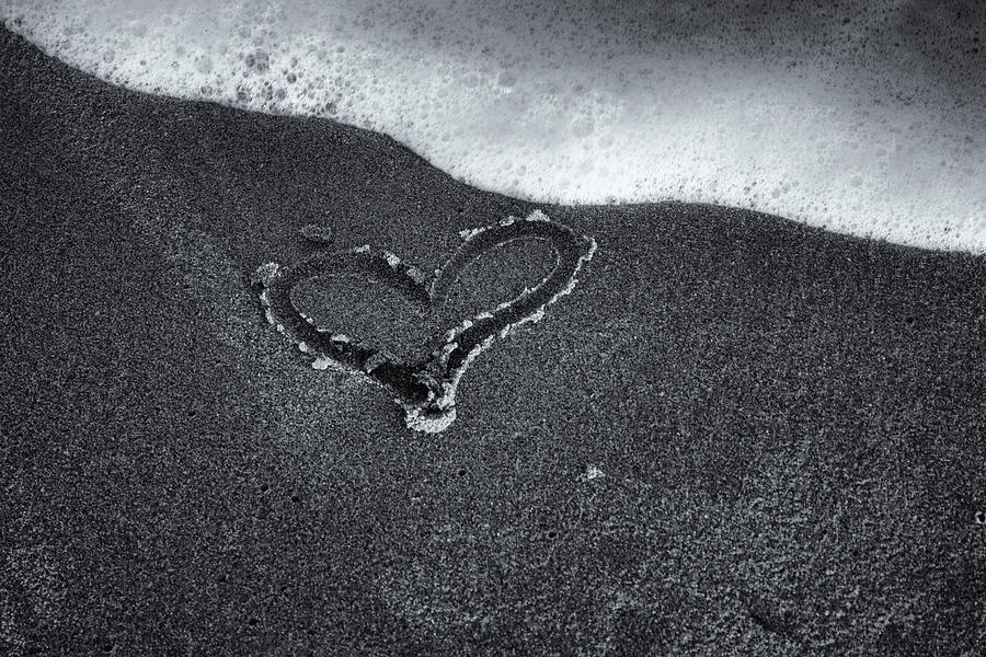 Beach Heart black and white Photograph by Laura Fasulo