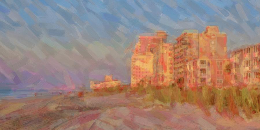 Beach hotel Painting by Darrell Foster
