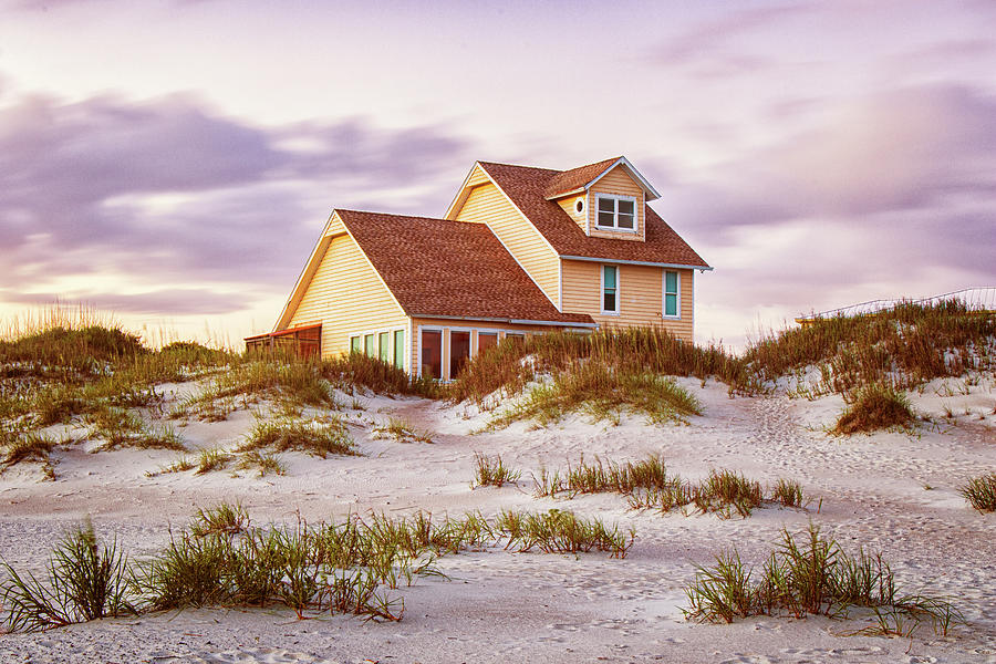 Sunset Photograph - Beach House at the Point - Emerald Isle North Carolina by Bob Decker
