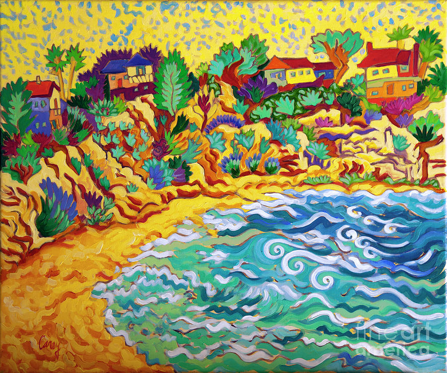 Beach Houses on a Bluff Painting by Cathy Carey