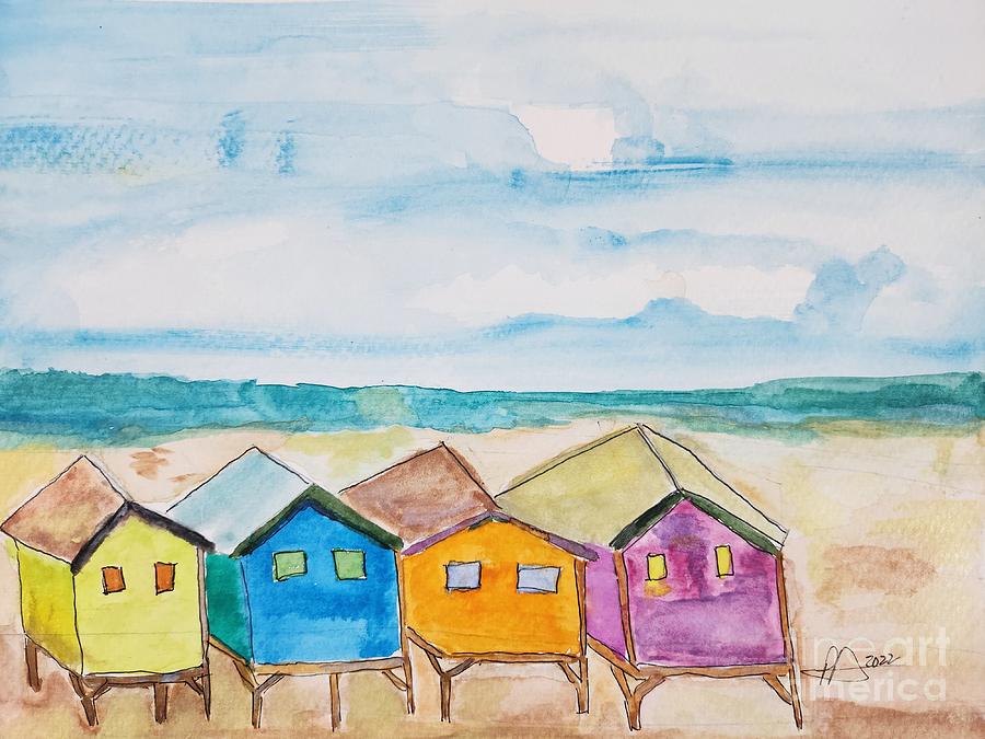 Beach Houses Painting by Patti Powers