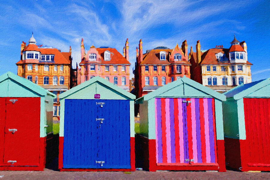 Architecture Digital Art - Beach huts, Hove, East Sussex, England. by Joe Vella