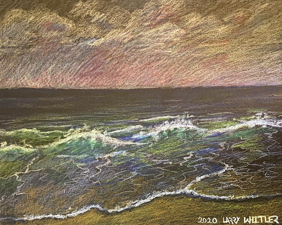 Beach In Colored Pencil Drawing by Larry Whitler