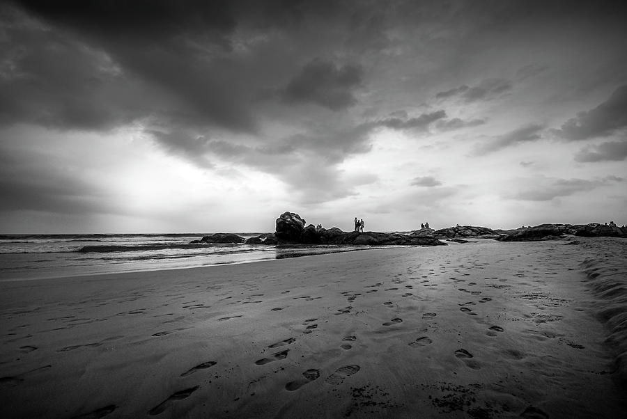 Beach in monochrome Photograph by Pravine Chester