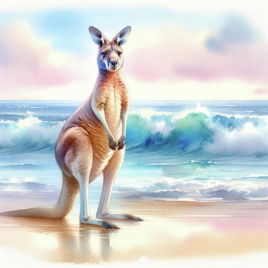 Beach Kangaroo 2 Painting