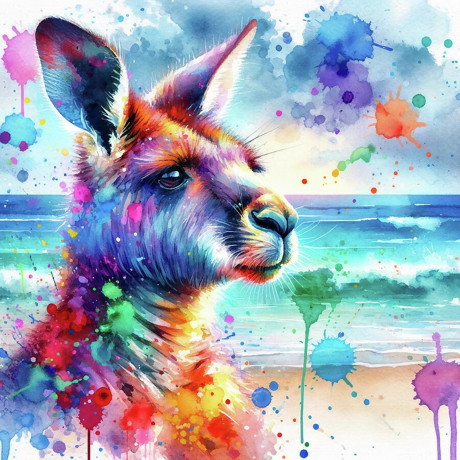 Beach Kangaroo 3 Painting