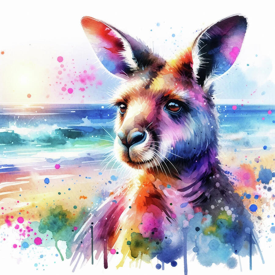 Kangaroo Painting - Beach Kangaroo 4 by Chris Butler