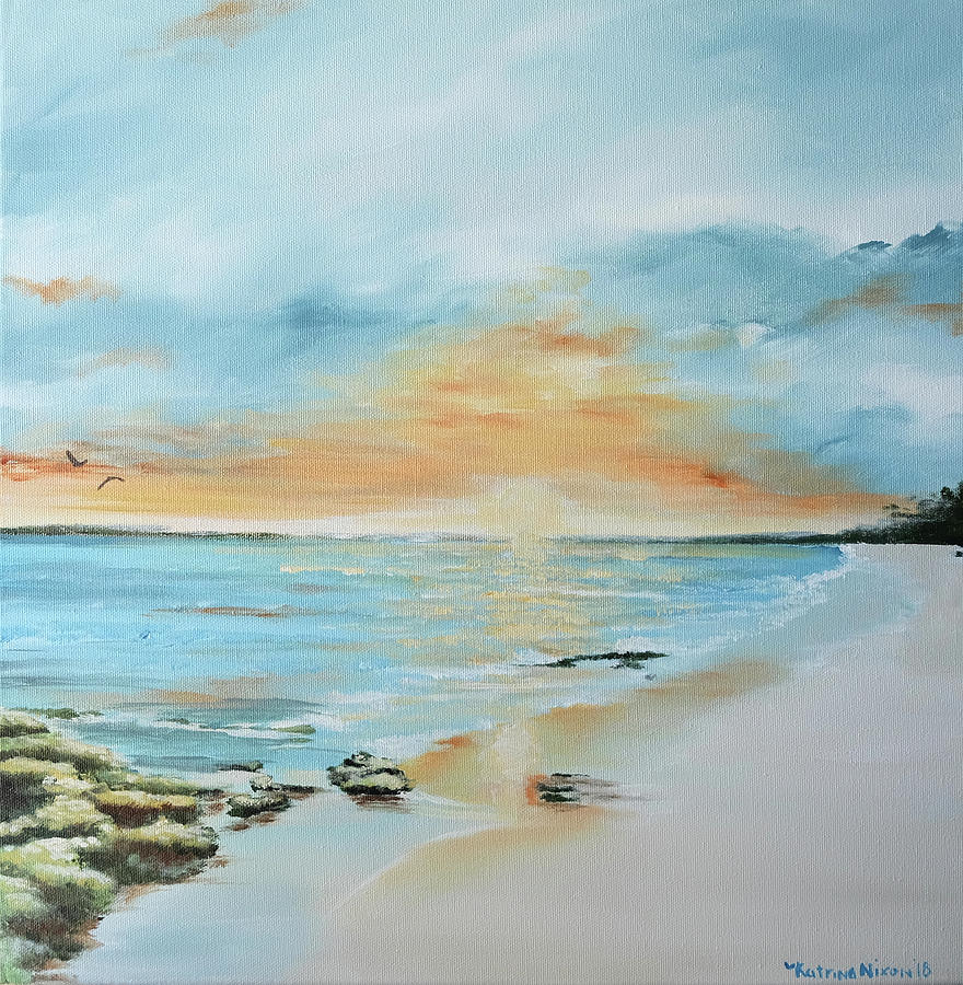 Beach Sunrise Painting by Katrina Nixon