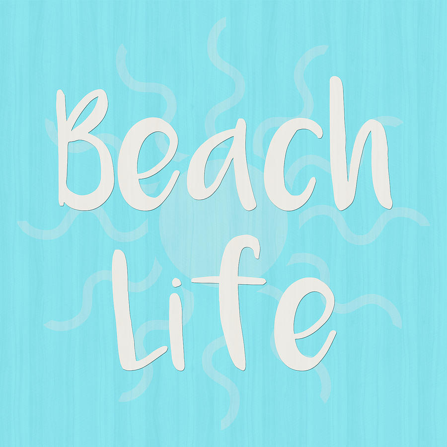 Beach Life with Sun in Blue Digital Art by Angie Tirado
