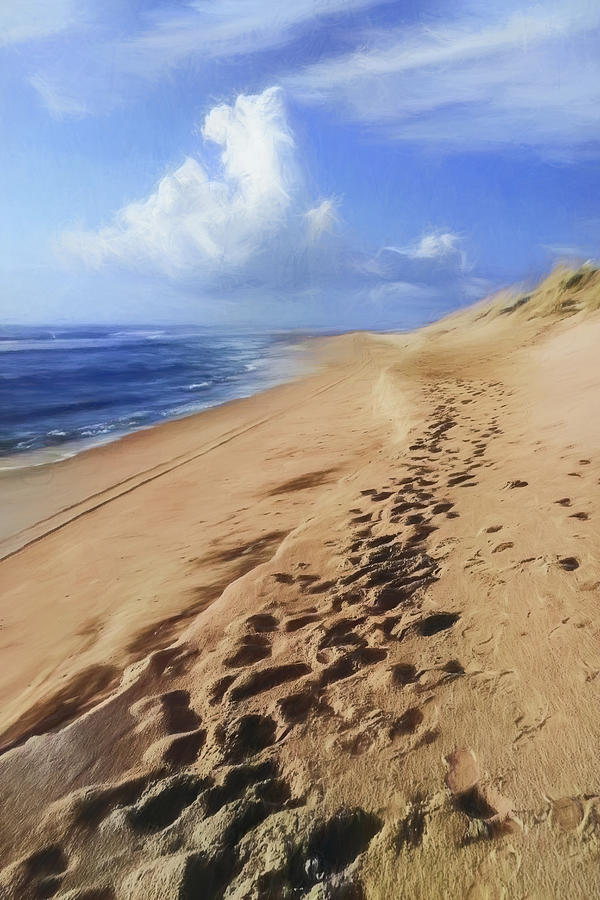 Beach ocean coast Footsteps in the Sand ap 405 Photograph by Dan Carmichael