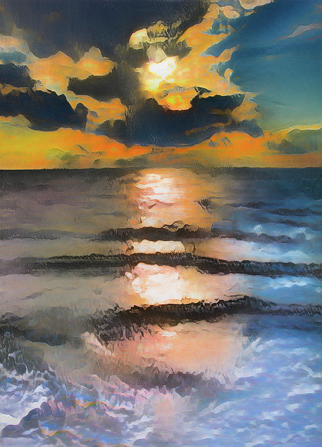 Beach Ocean Sunset 2 DecorArt Photograph by Dan Carmichael