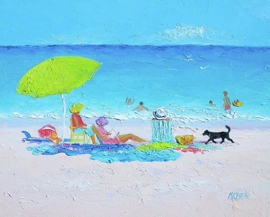 Beach painting - Lazy Beach Day Painting by Jan Matson