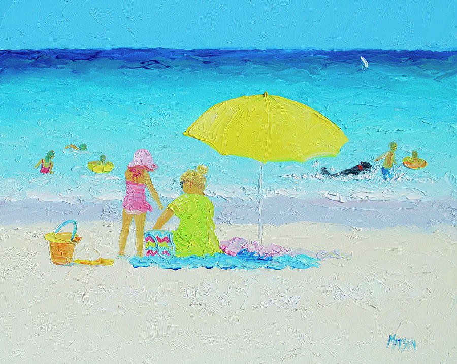 Beach Painting - Yellow Umbrella Painting by Jan Matson
