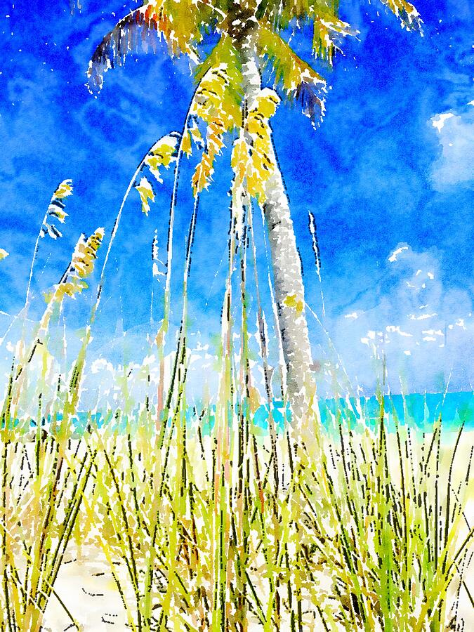 Beach Palm and Sea Oats 2 Photograph by Carlin Blahnik CarlinArtWatercolor