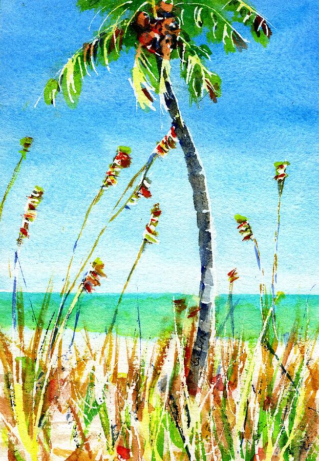 Beach Palm and Sea Oats Painting by Carlin Blahnik CarlinArtWatercolor