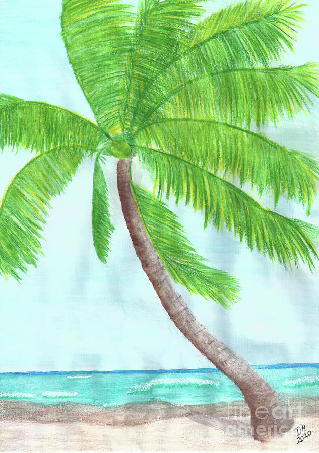 Beach Palm Painting by D Hackett