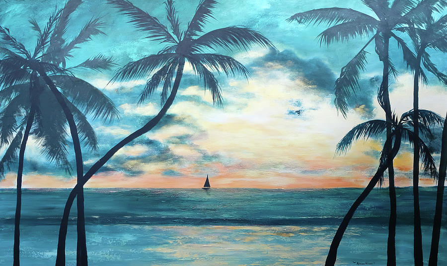 Beach Palms Painting by Katrina Nixon