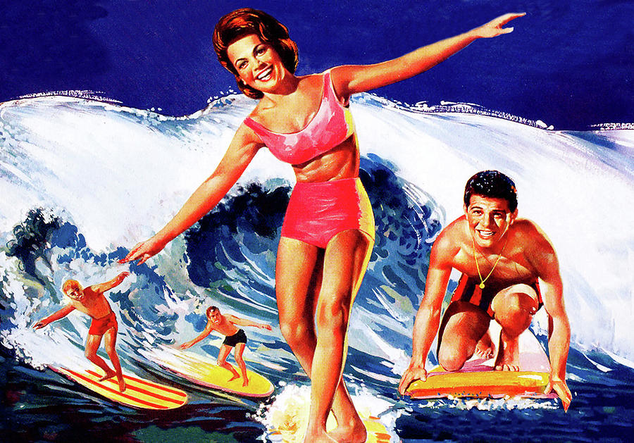 Beach Party 1963, movie poster base painting Painting by Movie World Posters