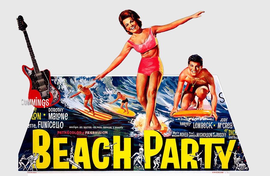 Vintage Mixed Media - Beach Party - 3d movie poster - 1963 by Movie World Posters