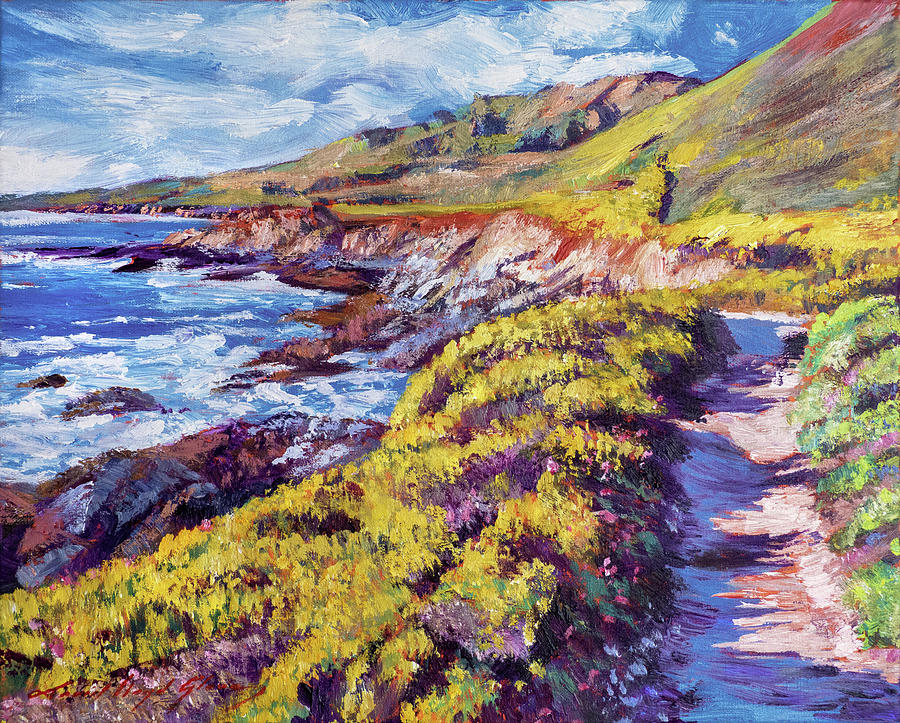 Beach Path Big Sur Painting by David Lloyd Glover