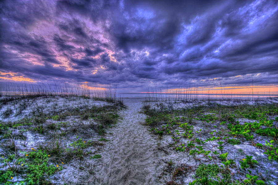 Beach Pathway at Sunset Photograph by Carolyn Hutchins