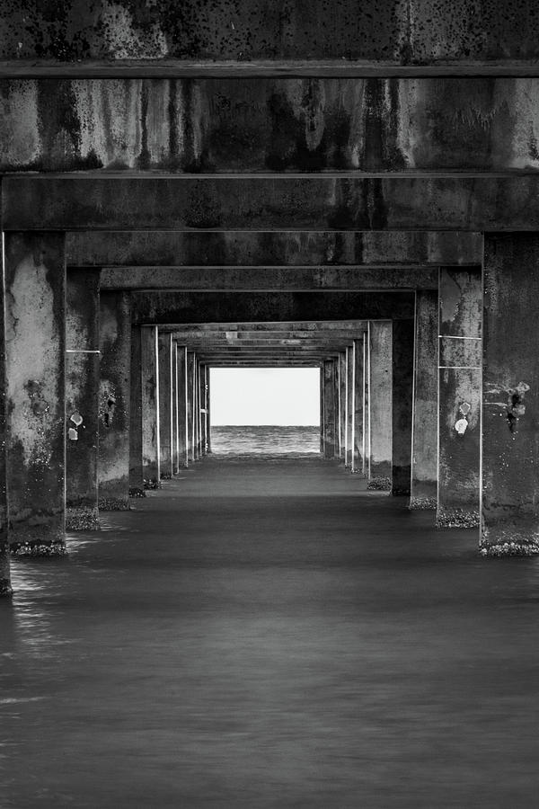 Beach Pier Pillars Black White Ocean Photography Photograph by Aaron ...