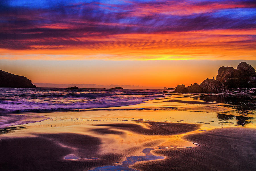 Beach Reflects Brilliant Sunset Photograph By John Hewitt Fine Art