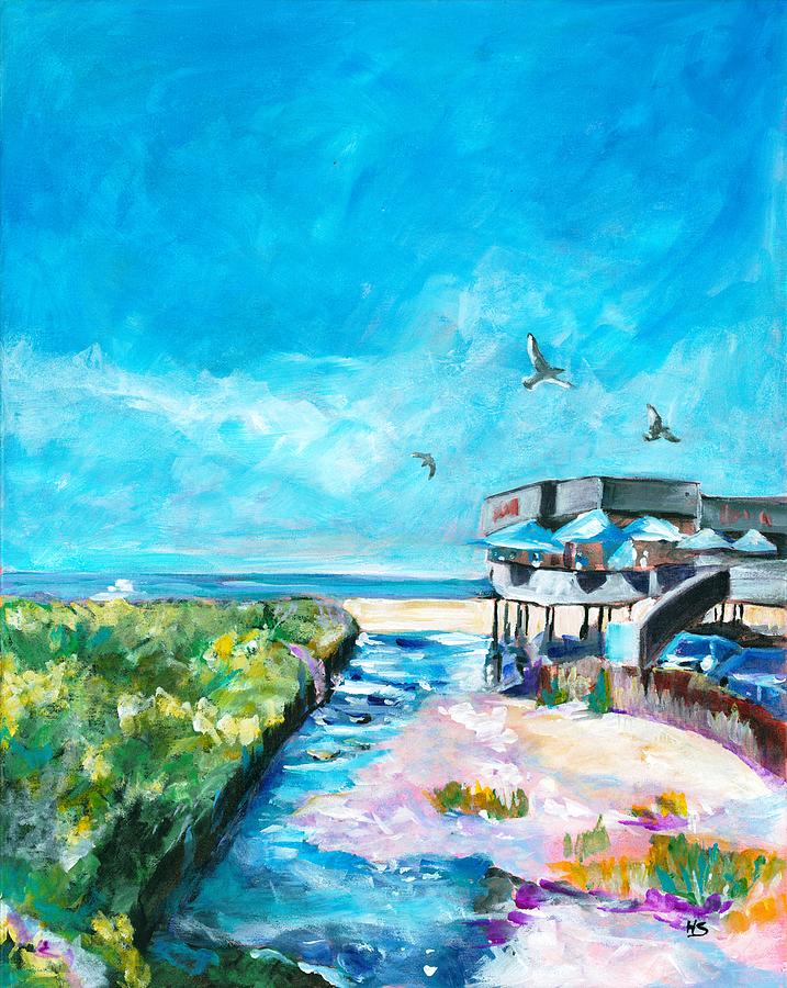 Landscape Painting - Beach Restaurant by Hiroko Stumpf
