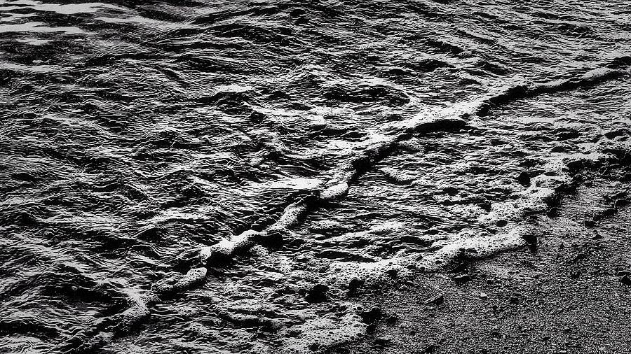 Beach Photograph - Beach Ripples Black and White by Pamela Storch