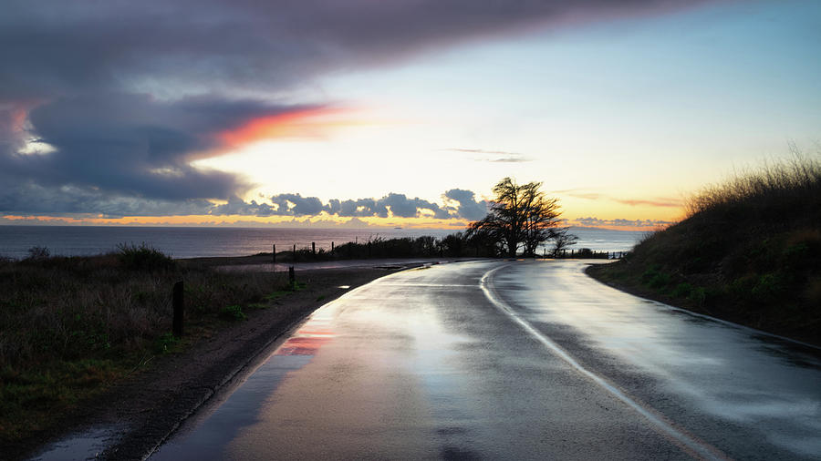 Beach Road at Sunset after the Rain Photograph by Matthew DeGrushe
