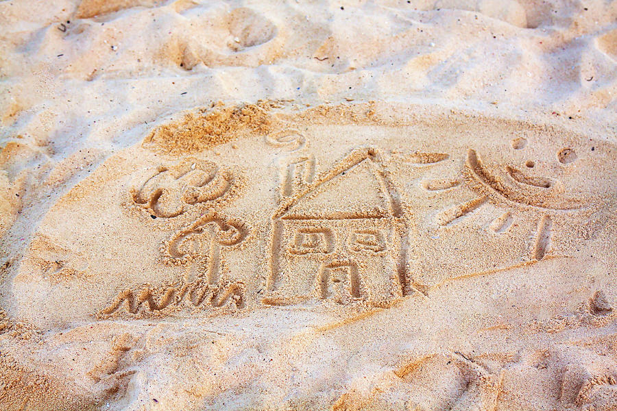 Beach sand drawing Cancun Photograph by Tatiana Travelways