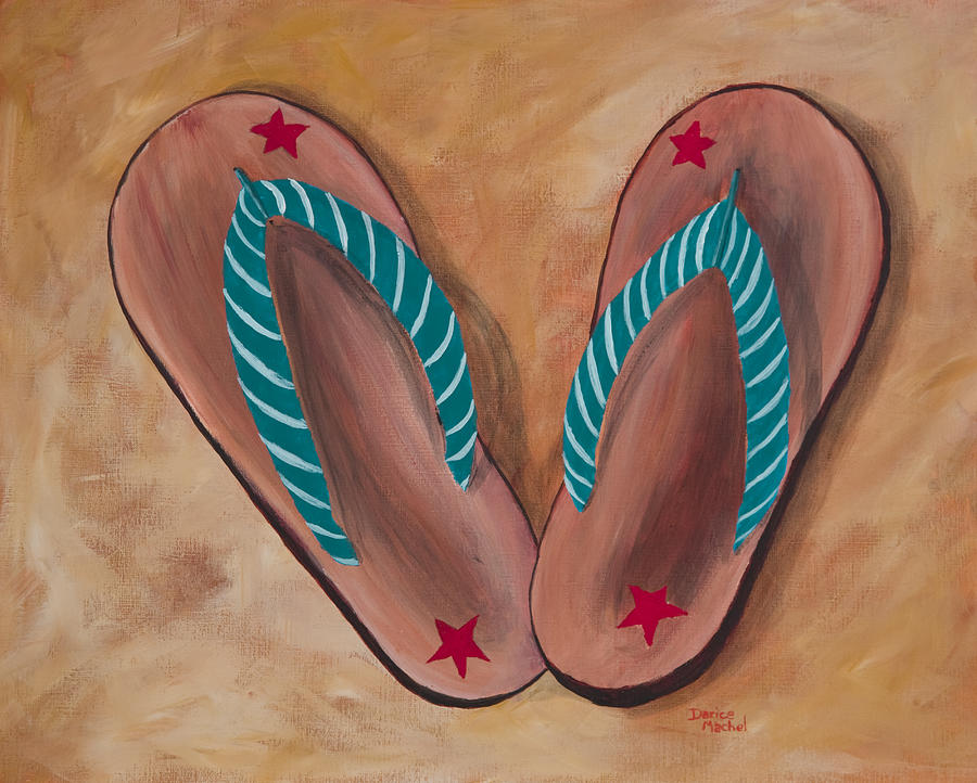 Beach Sandals 1 Painting by Darice Machel McGuire