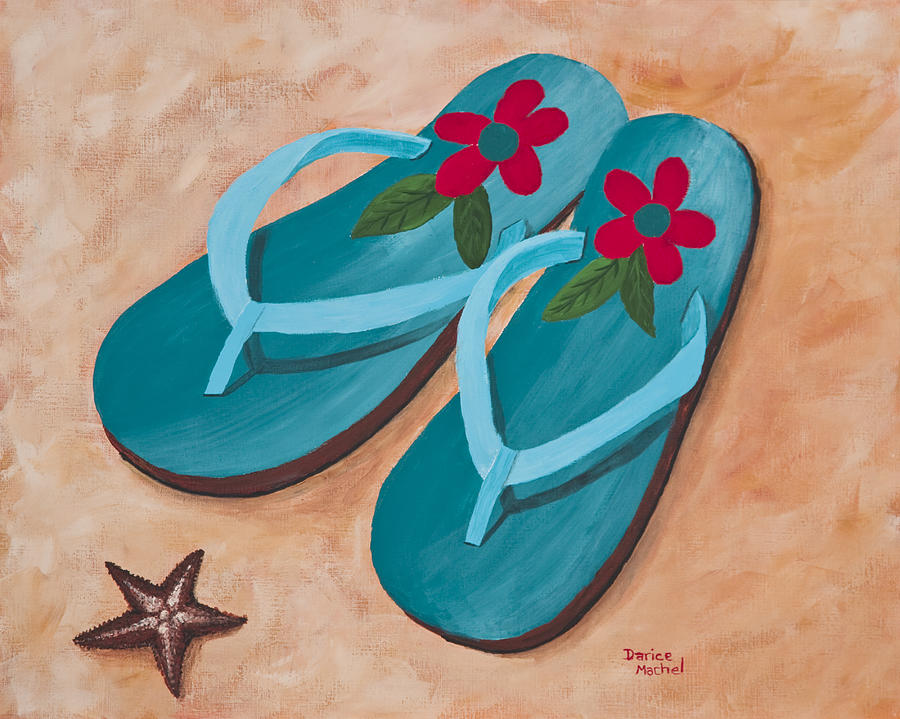 Beach Sandals 2 Painting by Darice Machel McGuire
