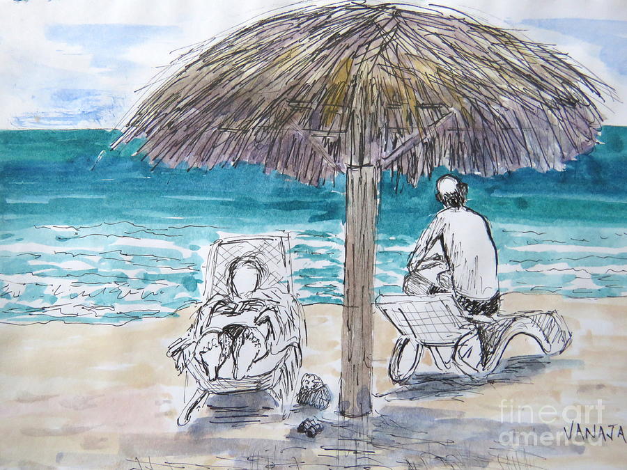 Beach Scene - 1 Painting by Vanajas Fine-Art