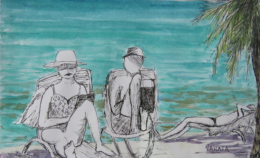 Beach Scene - 4 Painting by Vanajas Fine-Art